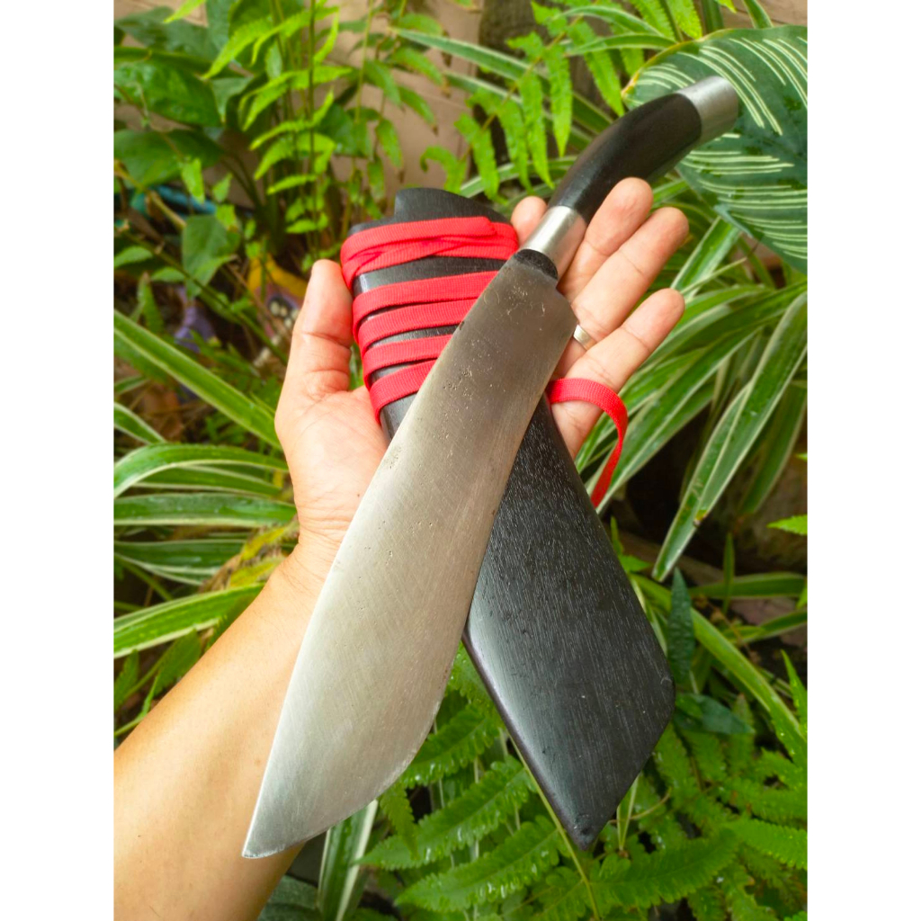 มีดเหน็บ อีเหน็บ (E-Nep) มีดหมอ มีดเดินป่า มีดแคมป์ ใบ 8” Sup9 ผิวขัด ด้ามฝักไม้ประดู่รมดำ คอ-ท้ายด้