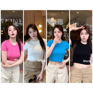 💫New💫(พร้อมส่ง)🏷️Valen เสื้อไหมพรมแขนสั้น ผ้าร่อง