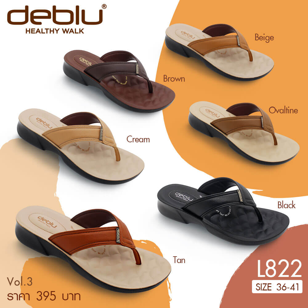 VIDVIEW !!ลดสนั่น!! รองเท้าแตะหญิง แบบสวม Deblu L4606 เพื่อสุขภาพ เบอร์ 36-41 ยี่ห้อ เดอบลู