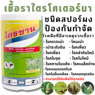 ไตรซาน ไตรโคเดอร์มา 100กรัม69บาท ประสิทธิภาพสูง ป้องกันกำจัดโรคพืช รากเน่า โคนเน่า ใบจุด ใบไหม้ เน่าคอดิน Trichoderma