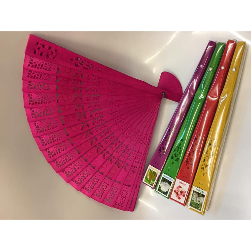 พัด พัดหอม กลิ่นหอม พัดไม้ฉลุ พัดไม้ พัดสี ของชำร่วย ของฝาก สินค้าพร้อมส่ง - รูปที่ 4