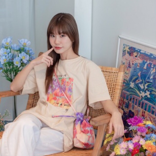vibes.brandd☁️ Bucket Bag Small size ☁️ กระเป๋าผ้าสะพายข้าง มีเชือกรูด