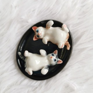 ตุ๊กตาเซรามิค แมวนอนคู่