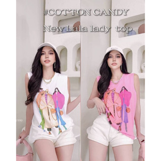 #COTTON CANDY🍭เสื้อยืดแขนกุด New Lala lady  top