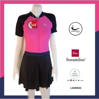 ชุดว่ายน้ำswim world by BSC streamline ลดเยอะมาก(ชุดติดกันกระโปรงกางเกง)มีซับในมีฟองน้ำกันUV