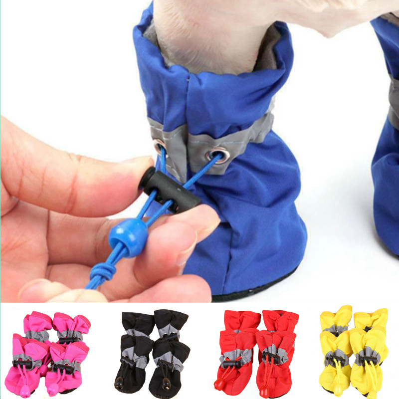 4pcsset Waterproof Pet Dog Shoes Chihuahua Antislip Rain Boots