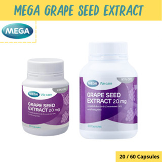 MEGA We care เมก้าวีแคร์ GRAPE SEED 20 mg 20 / 60 s สารสกัดจากเมล็ดองุ่น 20 มก. ผลิตภัณฑ์เสริมอาหาร 60 เม็ด