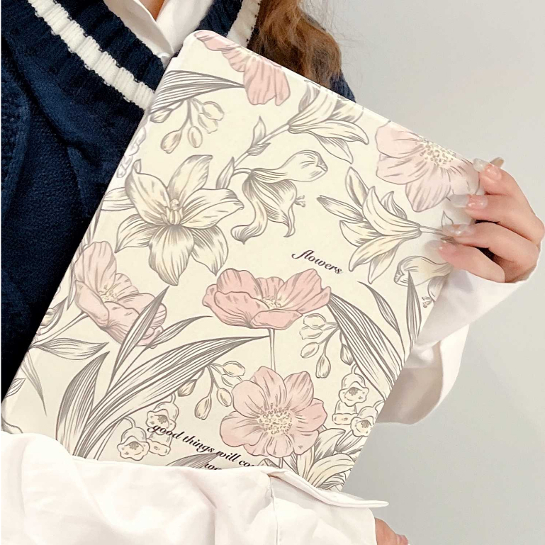 24 ชั่วโมงเคส เคสiPadหมุน 360°Gen9 Line Flower ช่องใส่ปากกาขวา Acrylic เคสipad pro11 2024 air4/6/5