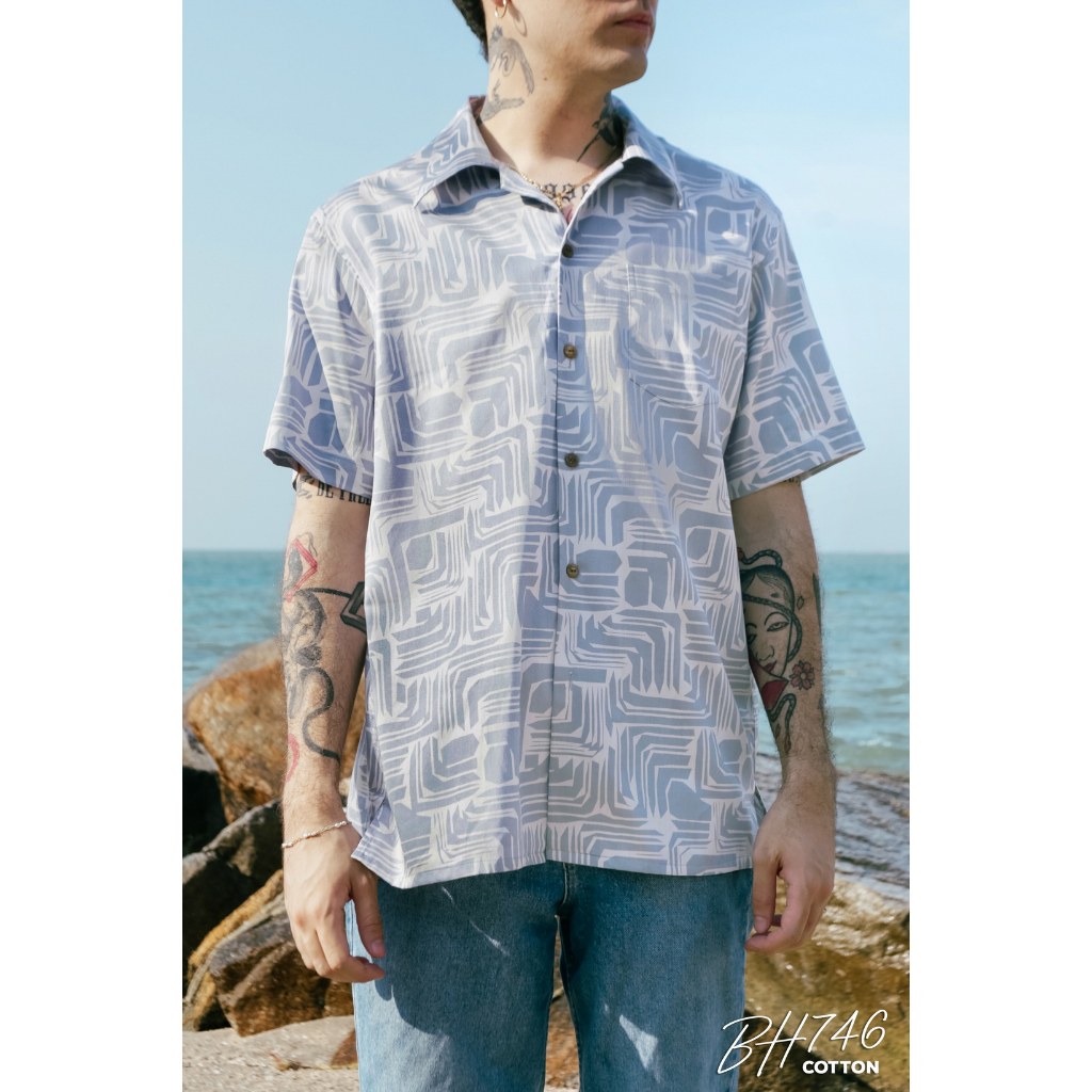 Simple&Raw - เสื้อเชิ้ต BH746 BlueHawaii Shirts (Blue)