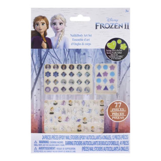 สติ๊กเกอร์ติดเล็บ ติดหูเด็ก รุ่นใหม่เรืองแสงได้ ของแท้จากเมกา Disney Frozen2 Nail &amp; Body Art Set, 77 Pieces