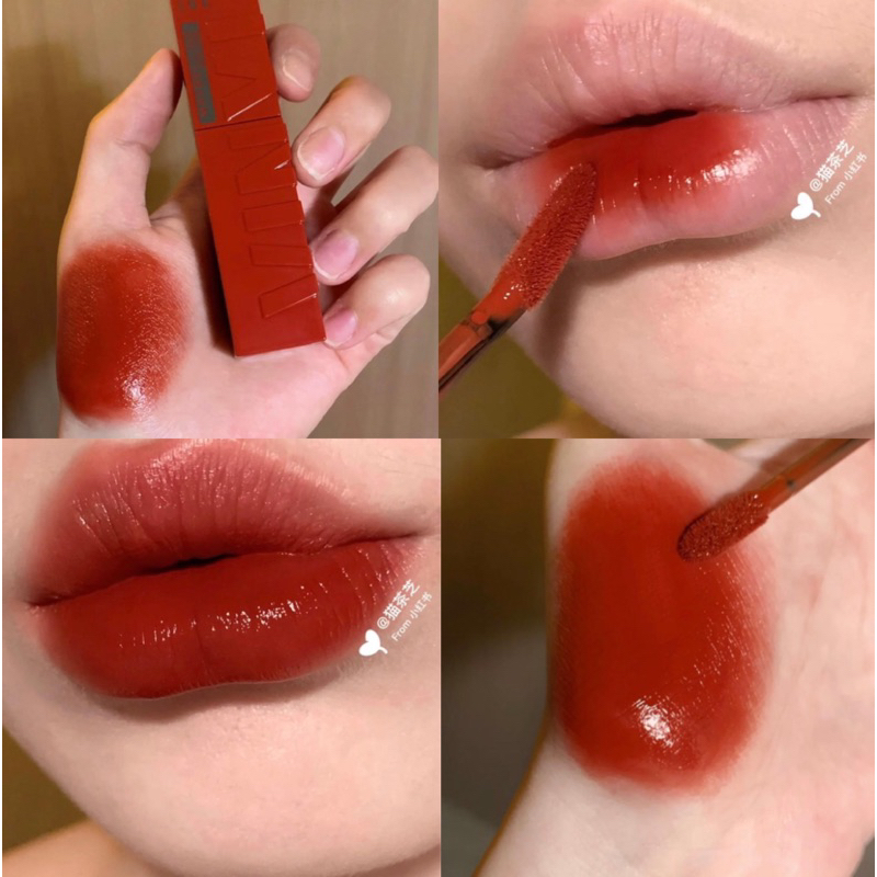 MAYBELLINE NEW YORK Superstay Vinyl Ink สี Risky แดงตะโกน เนื้อฉ่ำ ไม่ตกร่อง