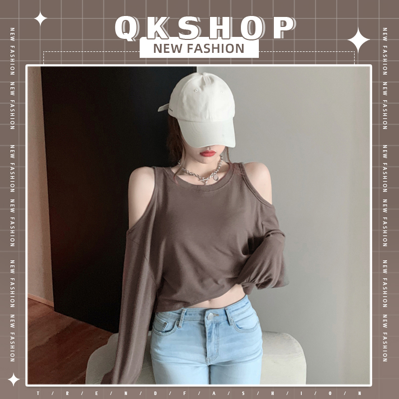 QKshop [New in พร้อมส่ง] เสื้อเว้าไหล่แขนยาว เสื้อครอปแขนยาว ผ้านิ่มสวย เข้ากับทุกไลฟ์สไตล์ ของมันต้องมีนะ