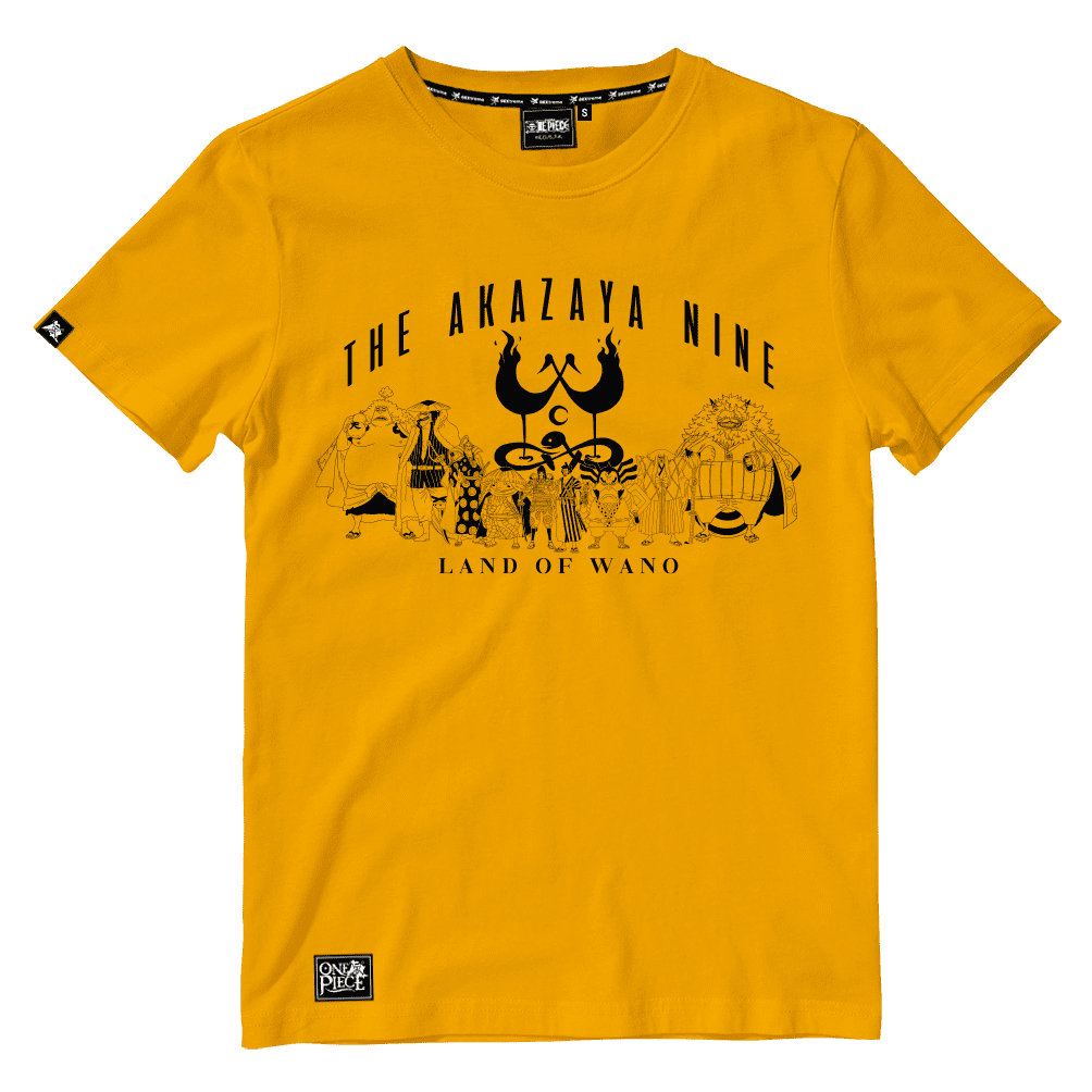 Dextreme เสื้อยืดวันพีซ (DOP-1724) One Piece ลาย กลุ่มเก้าปลอกดาบแดง มี สีเหลือง และ สีเทา
