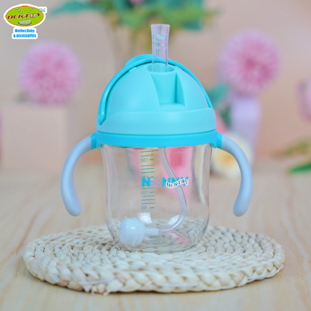 Nanny แก้วหัดดื่ม Tritan ขนาด 7 ออนซ์ 220 มล. พร้อมหลอด/พร้อมจุก ดื่มได้ 360 องศา ทนทานมาก - รูปที่ 2