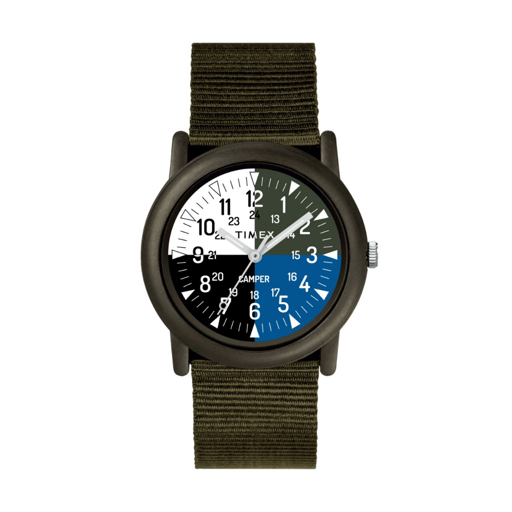 Timex TWLB69100 Camper Camo นาฬิกาข้อมือผู้ชายและผู้หญิง สีเขียว หน้าปัด 34 มม.