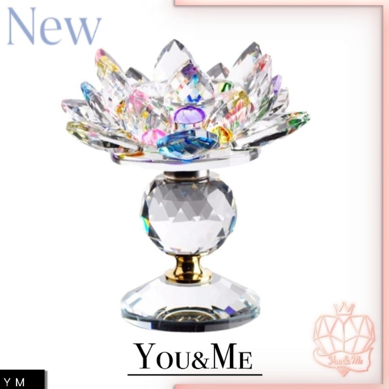 🇹🇭พร้อมส่งในไทย🇹🇭 ห่อแน่น!!! เชิงเทียนดอกบัวแก้วคริสตัล Fityle Crystal Lotus Flower Candle Holder Tealigh