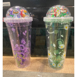 แก้วโดมดอกไม้ Glitter Flakes Tumbler 𝗖𝗮𝗳𝗲́ 𝗔𝗺𝗮𝘇𝗼𝗻