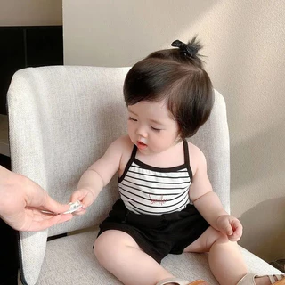 Babyonline(Y167)B1 (ส่งด่วน1วัน)เสื้อสายเดี่ยวไขว์หลังผ้าฝ้ายลายน่ารักๆสำหรับเด็ก ผ้านุ่มเด้ง ระบายอากาศ