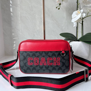 COACH CE638 GRAHAM CROSSBODY IN SIGNATURE CANVAS WITH VARSITY MOTIF STYLE