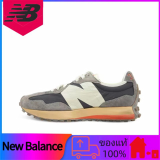 ของแท้ 100% New Balance NB 327 รองเท้าส้นเตี้ยดูดซับแรงกระแทกที่ทนต่อการสึกหรอ unisex สีเทาและสีขาว