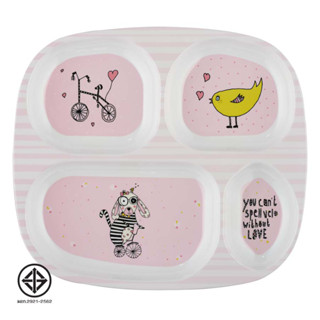 SuperSOSO! ถาดหลุม จานเด็ก Girl-ish Kids Plates ขนาด24ซม (9.4นิ้ว) Girl-ishชุด จานเด็กน่ารัก มีสีสัน จานหลุมเมลามีน