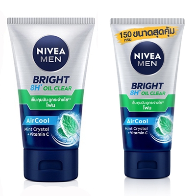 (3 ขนาด) Nivea Men Bright 8H Oil Clear Foam นีเวีย เมน ไบร์ท  ออยล์ เคลีย์ โฟม