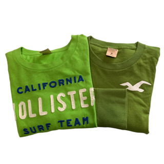 Hollister เสื้อยืดคอกลม เสื้อแขนยาว สีเขียว🦜