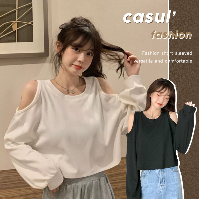 LHSunshine ใหม่มากแม๊ 🙊 เสื้อแฟชั่นแขนยาว เสื้อครอปเอวลอย ดีเทลเปิดไหล่ เซ็กซี่เบาๆ จึ้งไม่ไหว 🤩 ของมันต้องมี 🥃