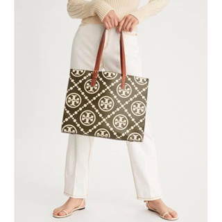 🍀🍀Tory Burch TMONOGRAM CONTRAST EMBOSSED TOTE BAG / Leccio🍀🍀