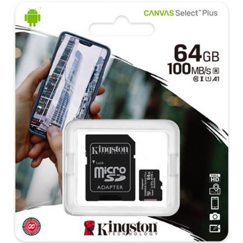 Micro SD Card Kingston อ่านข้อมูล100MB/s, Gขียนข้อมูล 85 MB/s 32 GB , 64 GB , 128 GB  ของแท้