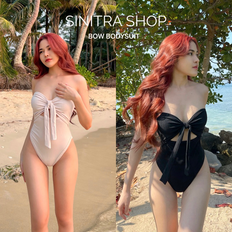 Bow Bodysuit บอดี้สูทเกาะอก+สายผูกโบว์ พร้อมส่ง Sinitra Shop - รูปที่ 4