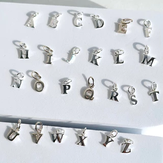MCbrand.Jewelry🩵 สร้อยคอเงินแท้ 92.5% จี้เงินแท้ ตัวอักษร A-Z จี้ 5 mm [แถมกล่อง+ใบประกัน] ใส่ติดตัวได้ ไม่ลอก