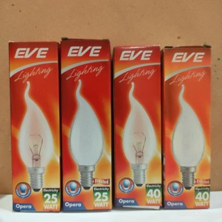 หลอดไส้ โอเปร่า ทรงปลายงอ ใส/ฝ้า 25w/40w E14 EVE หรี่แสงได้