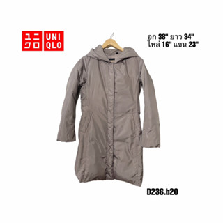 Uniqlo down jacket coat ครีม เอวเข้ารูป อก 36” ยาว 34” มีตำหนิแขนซ้ายรูปสุดท้าย