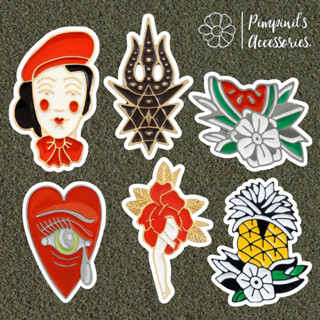 🇹🇭 พร้อมส่ง : เข็มกลัดเซ็ทผู้หญิง,หัวใจ และสัปปะรด | Women, Heart &amp; Pineapple Enamel Brooch Pin Set.