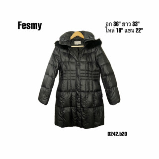 Fesmy Down jacket black เสื้อโค้ทกันหนาวขนเป็ด ขนฟูน้ำหนักเบา อก 36 ยาว 33 D242.b20