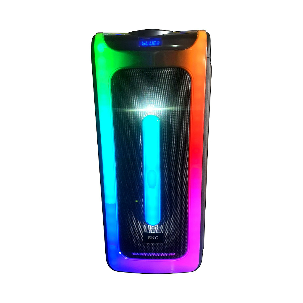 SKG ลำโพงบลูทูธ ขนาดยักษ์ พกพา 8 นิ้ว x2ดอก ไมค์ลอย 2ตัว แสงสีวิบวับ เปลี่ยนโหมดไฟได้ 40W RMS. รุ่น SR-207 ลำโพงพกพา