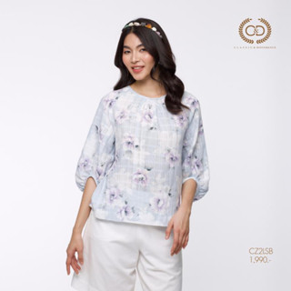 C&amp;D เสื้อผู้หญิง ซีเเอนด์ดี เบลาส์ปลายเเขนพอง Light Cape Jasmine (CZ2LSB)