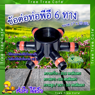 ข้อต่อ 6ทาง 🍃 ข้อต่อ ข้อต่อหกทาง ข้อต่อน้ำไหลหกทาง 1 นิ้ว x 20 มม.  รุ่น H6