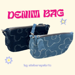 Denim bag by sistersfabric กระเป๋าสะพายข้างผ้ายีนส์ลายดอกไม้