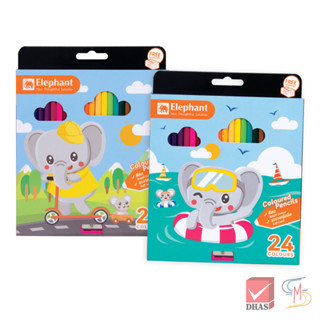 Elephant ตราช้าง สีไม้ ดินสอสีไม้ แท่งยาว 24 สี