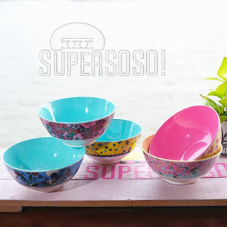 SuperSOSO! ถ้วยจัมโบ้ ชาม Flower-ish SuperBOWLs ขนาด20ซม (7.9นิ้ว) เมลามีน ชามข้าวใหญ่