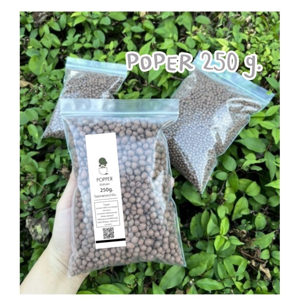 Popper ถุงใหญ่ 250 กรัม  ตกแต่งหน้าดิน เม็ดดินเผาโรยหน้าดิน ไซส์ S,M  วัสดุปลูก โรยหน้ากระถาง