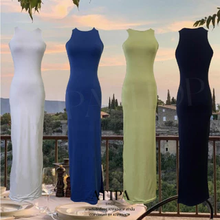 Atipashop - ADONI DRESS เดรสยาว ทรงคอกลม แขนกุด เบสิคใส่ง่าย