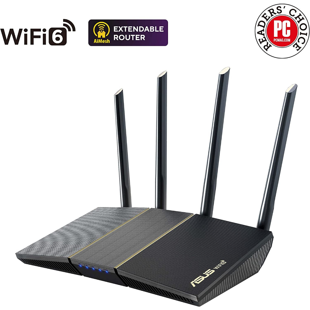 ROUTER (เราเตอร์) ASUS ROUTER RT-AX57 AX3000 DUAL BAND WIFI6 -รับประกัน 3 ปี