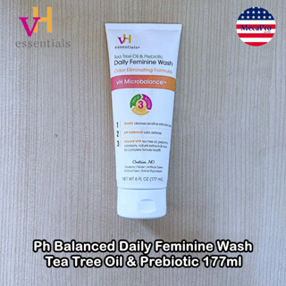 vH essentials® Ph Balanced Daily Feminine Wash Tea Tree Oil &amp; Prebiotic 177 ml ผลิตภัณฑ์ทำความสะอาดจุดซ่อนเร้น