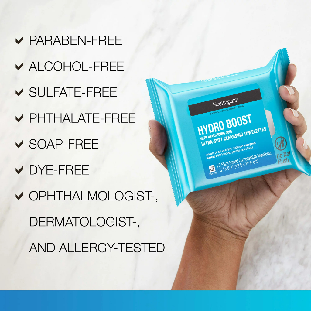 Neutrogena Hydro Boost Makeup Remover Wipes Face Cleansing Towelettes ...