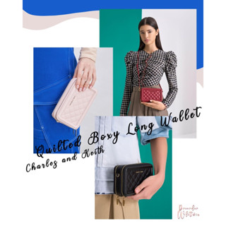 [Preorder] 💯🇸🇬✈️ กระเป๋าสตางค์ Charles and Keith รุ่นQuilted Boxy Long Wallet กระเป๋าสตางค์หนังแท้ wallet on chain