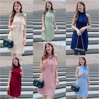 Alice Dress 🌤️💗เดรสแต่งคอปีนผูกโบว์ เดรสออกงานหรือใส่ไปคาเฟ่ ดินเนอร์สวยๆ