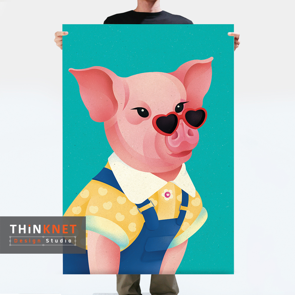 โปสเตอร์ภาพ 12 นักษัตร: กุน (หมู) 12 Chinese Zodiac Signs: Pig